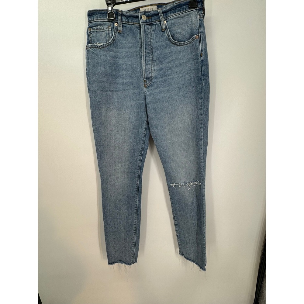 We The Free‎ Women's 30 Button Fly Jeans Distressed Frayed Hem Denim Light Wash